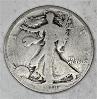 RARE 1918 MICRO S Walking Liberty Half Dollar