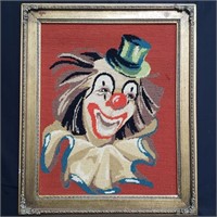 Needlepoint clown portrait