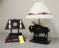 Metal Buffalo Lamp & Lionel Train Lamp, Works Per