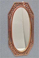 1960's Oval Gold Floral Scrolly Pillars Mirror