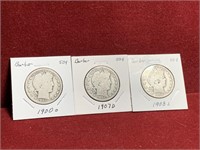 (3) MIX DATE UNITED STATES SILVER BARBER HALF $1