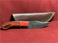 NICE RED HANDLE DAMASCUS HUNTING FIX BLADE KNIFE