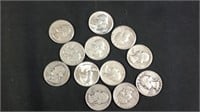 Lot of 12 silver quarters