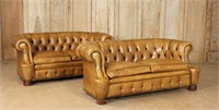 Pair Vintage Leather Chesterfield Sofas