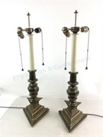 Pair Brass Stiffel Mfg. Candlestick Style Lamps