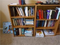 2 36" tall bookcases and books