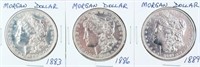 Coin 3 Morgan Silver Dollars 1883, 1886 & 1889