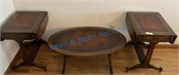 Antique leather top coffee table and dropleaf e