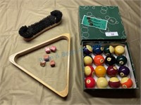 Set of pool balls and accessories