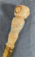 Bone carved figural walking stick with Animated