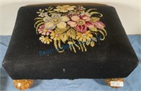 Antique needlepoint footstool