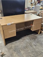 wooden office desk with keys (scratched)