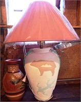 Southwestern-Style Lamp & Signed Vase