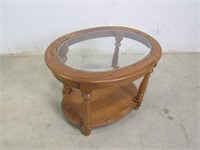 Small, Oval-Shaped Glass Insert Coffee Table