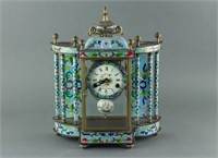 French Cloisonne Table Clock Working Condition