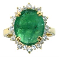 14kt Gold 5.49 ct GIA Emerald & Diamond Ring