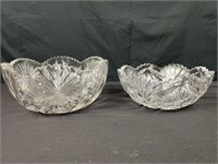 2 cut glass crystal bowls one 9” the other 8”