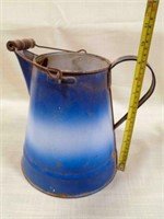 Vintage Large Blue Metal Coffee Pot-no lid