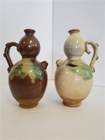 Pair of Antique Chinese Vases w Handle 7"H