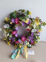 HANDMADE FLORAL HANGING WREATH. 24 INCHES ROUND