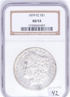 Coin 1879-CC Morgan Silver Dollar - NGC AU63