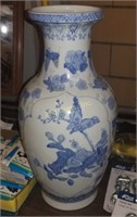 Chinese Blue & White Vase 14" Tall