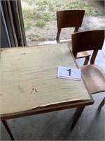 Folding wooden table - 30" square and 2 wooden