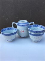 Japanese Rice Ware Handpainted Porcelain Tea Set