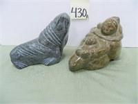(2) Eskimo Art Pieces - (1) Walrus