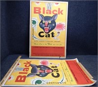 (2) Vintage Black Cat Firecracker Posters