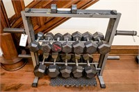 Set of Hand Weights on Rack