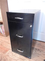 14"x 18"x 27" Black Metal 3 Drawer Cabinet W/Key