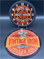 Harley-Davidson Motor Oil Sign & Clock