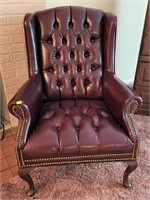 Lorell Queen Anne Chair Burgundy Leather