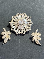 Vintage rhinestone brooch and Pell silver tone
