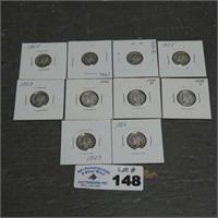 (10) Silver Mercury Dimes