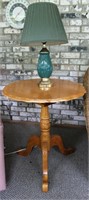 3 Legged Pedestal Wooden Table w/ Lamp