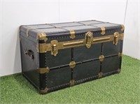 WOOD TRUNK WITH BRASS ACCENTS