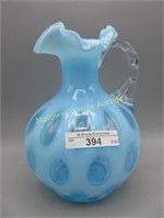 Fenton 6.5" blue opal Coin Spot jug.