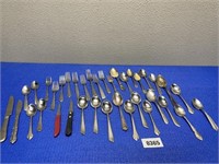 Misc. Mis-Matched Tote  Of Flatware