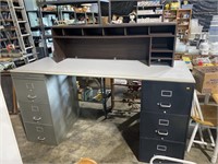 Desk with file cabinets