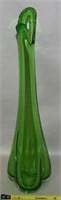 MCM Green Art Glass Polished Base Swung Vase