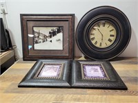 (3) Pictures  & (1) Wall Clock