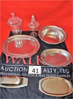 Country Ware Pewter and Glass Serving Set
