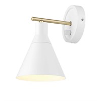 Tristan 1-Light Matte White Sconce w/ Brass