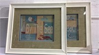 Two Framed Painted Beach Signs M15F