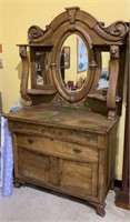 Beautiful antique oak sideboard - two piece - top