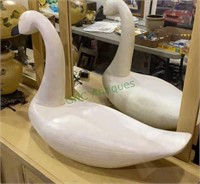 Amazing one piece carved wooden swan figurine -