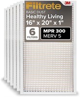 Filtrete 16x20x1 Air Filter, MERV 5, MPR 300 6PK