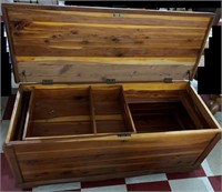 Nice old cedar hope blanket chest w shelf inside